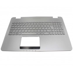 Carcasa superioara cu tastatura palmrest Laptop, ASUS, N551, N551JB, N551JM, N551JQ,N551JK, N551JX, NSK-UPPBC, 90NB0931-R31UK0, AM18300050SZCP1, 13NB05T1P1901X, 3807868700033, iluminata, argintie, layout UK