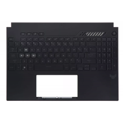 Carcasa superioara cu tastatura palmrest Laptop Gaming, Asus, TUF Gaming A16 FA607N, FA607NUG, FA607NUQ, 90NR0MU3-R31US0, 6070B2233501, FA607NU-3A, iluminata, neagra, layout US