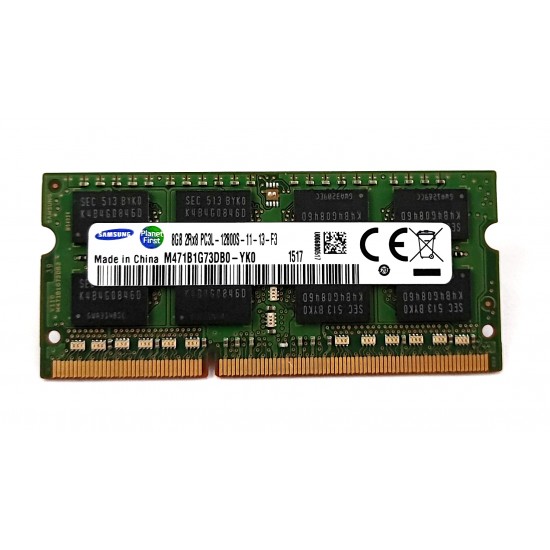 Memorie RAM Laptop, Samsung, 8GB, 2Rx8, DDR3L, PC3L-12800S, 1600MHz, 1.35V, M471B1G73DB0-YK0, CL11, Non-ECC, SODIMM, 204 pini