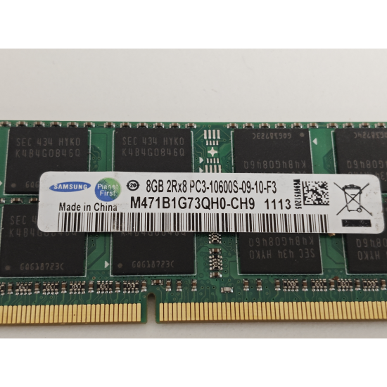 Memorie RAM Laptop, Samsung, 8GB, 2Rx8, DDR3L, PC3L-12800S, 1600MHz, 1.35V, M471B1G73QH0-CH9, CL11, Non-ECC, SODIMM, 204 pini