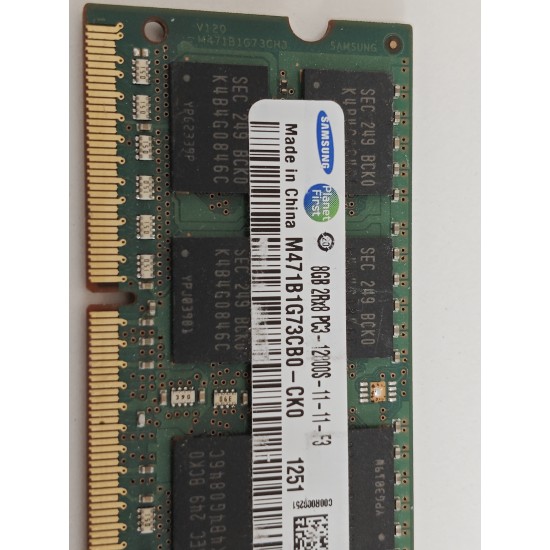 Memorie RAM Laptop, Samsung, 8GB, 2Rx8, DDR3, PC3-12800S, 1600MHz, 1.5V, M471B1G73CB0-CK0, CL11, Non-ECC, SODIMM, 204 pini