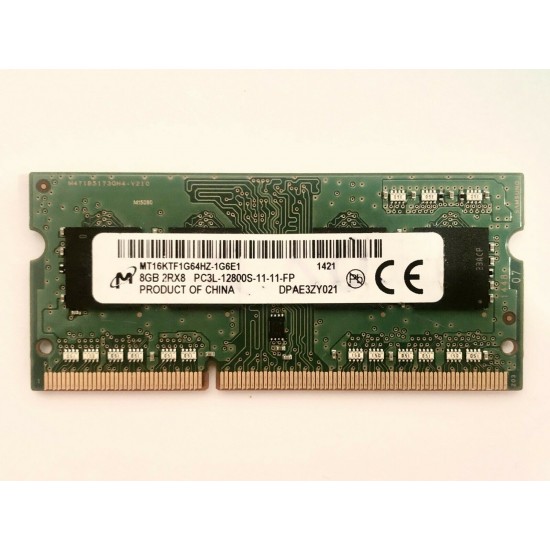 Memorie RAM Laptop, Micron, 8GB, 2Rx8, DDR3L, PC3L-12800S, 1600MHz, 1.35V, MT16KTF1G64HZ-1G6E1, CL11, Non-ECC, SODIMM, 204 pini