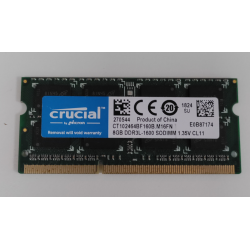 Memorie RAM Laptop, Crucial, 8GB, 2Rx8, DDR3L, PC3L-12800S, 1600MHz, 1.35V, CT102464BF160B.M16FP, CL11, Non-ECC, SODIMM, 204 pini