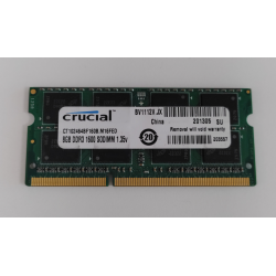 Memorie RAM Laptop, Crucial, 8GB, 2Rx8, DDR3L, PC3L-12800S, 1600MHz, 1.35V, CT102464BF160B.M16FED, CL11, Non-ECC, SODIMM, 204 pini