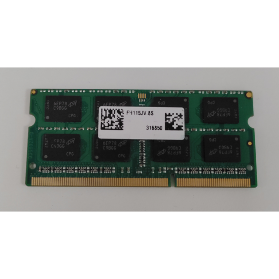 Memorie RAM Laptop, Crucial, 8GB, 2Rx8, DDR3L, PC3L-12800S, 1600MHz, 1.35V, CT102464BF160B.C16FPR, CL11, Non-ECC, SODIMM, 204 pini