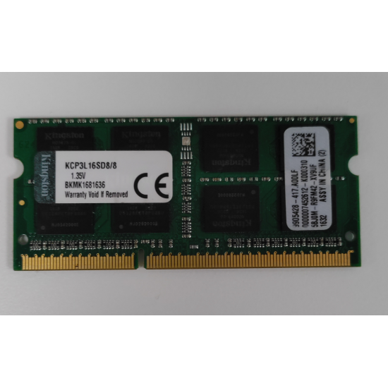 Memorie RAM Laptop, Kingston, 8GB, 2Rx8, DDR3L, PC3L-12800S, 1600MHz, 1.35V, KCP3L16SD8/8, CL11, Non-ECC, SODIMM, 204 pini