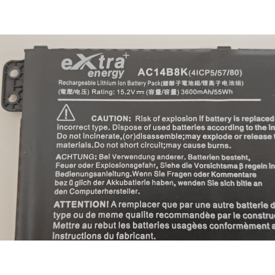 Baterie compatibila Laptop, Acer, Swift 3 SF314-56, SF314-56G, 4ICP5/57/80, AC14B8K, 15.2V, 3600mAh, 55Wh
