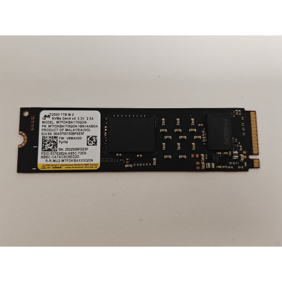 Solid State Drive (SSD) Micron 2500, 1GB, PCIe Gen 4.0 x 4, NVMe M.2, MTFDKBA1T0QGN-1BN1AABGA, 7100 MB/s, 6000 MB/s, Laptop/Desktop, bulk
