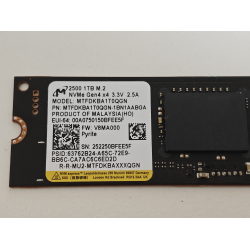 Solid State Drive (SSD) Micron 2500, 1GB, PCIe Gen 4.0 x 4, NVMe M.2, MTFDKBA1T0QGN-1BN1AABGA, 7100 MB/s, 6000 MB/s, Laptop/Desktop, bulk