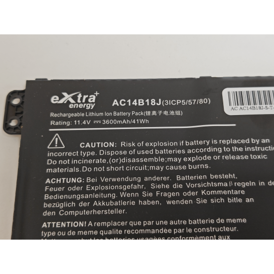 Baterie compatibila Laptop, Acer, Aspire 3 A311-31, 3ICP5/57/80, AC14B18J, 11.4V, 3600mAh, 41Wh