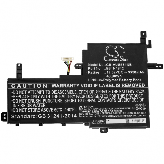Baterie compatibila Laptop, Asus, VivoBook S15 S531F, S531FA, S531FL, CS-AUS531NB, B31N1842, 11.52V, 3550mAh, 40.90Wh