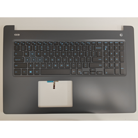 Carcasa superioara cu tastatura palmrest Laptop Gaming, Dell, 6XX1G, 06XX1G, GGVTH, 0GGVTH, D6NDW, 0D6NDW, 356C6, 0356C6, D56JV, 0RYGY, AP26L000100, FA26L000100-2, AM26L000100, iluminata, gri, layout US
