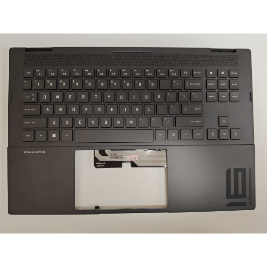 Carcasa superioara cu tastatura palmrest Laptop Gaming, HP, Omen 16-N, 16Z-N, TPN-Q265, N14062-001, iluminata, 4 pini, neagra, layout US