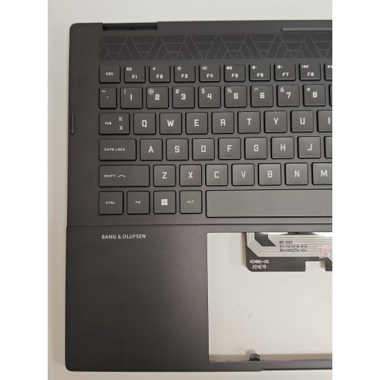 Carcasa superioara cu tastatura palmrest Laptop Gaming, HP, Omen 16-N, 16Z-N, TPN-Q265, N14062-001, iluminata, 4 pini, neagra, layout US