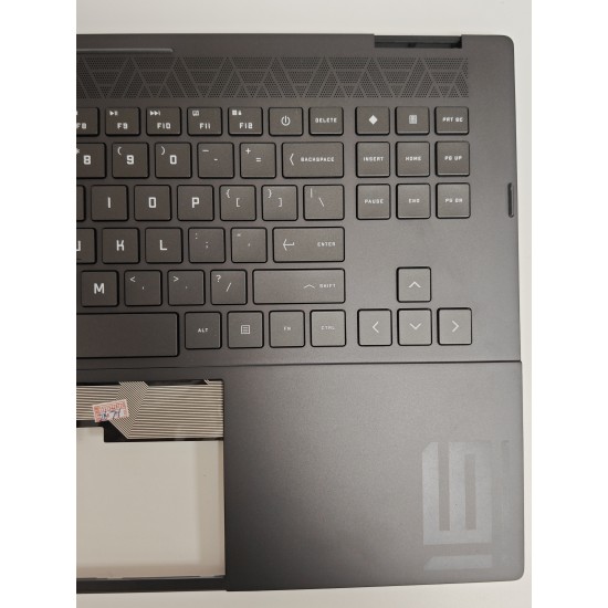 Carcasa superioara cu tastatura palmrest Laptop Gaming, HP, Omen 16-N, 16Z-N, TPN-Q265, N14062-001, iluminata, 4 pini, neagra, layout US