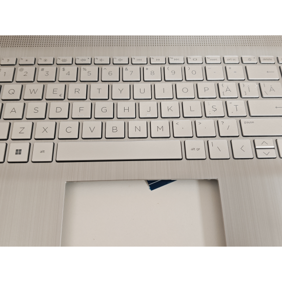 Carcasa superioara cu tastatura palmrest Laptop, HP, 17-CP, 17Z-CP, TPN-L140, M50456-001, M50456-B31, M50456-271, 6070B1894803, 6054B2488302, iluminata, natural silver, layout US