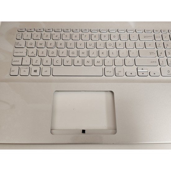 Carcasa superioara cu tastatura palmrest Laptop, Asus, VivoBook 17 X712D, X712DA, X712DAP, X712DK, X712E, X712EA, X712EQ, X712J, X712JA, 90NB0PI1-R32UK0, 13N1-7GA0111, 90PC27130100G7, X712DA-8S, iluminata, argintie, layout UK