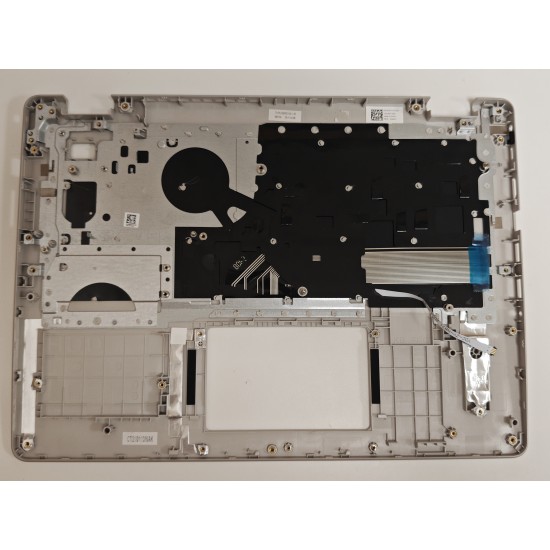 Carcasa superioara cu tastatura palmrest Laptop, Dell, Vostro 14 3405, P132G, P132G002, 2W3WV, 02W3WV, 59HNG, 059HNG, FA2XB0007A0-1, iluminata, argintie, layout US