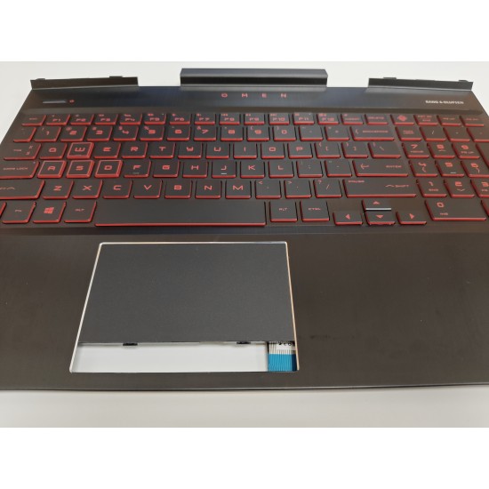 Carcasa superioara cu tastatura palmrest Laptop Gaming, HP, L32775-001, L32775-B31, L32775-271, L24369-001, L24369-B31, L24369-271, L55704-001, L55704-B31, L55704-271, L33165-001, L33165-B31, L33165-271, iluminata, rosie, 4 pini, layout US