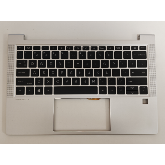 Carcasa superioara cu tastatura palmrest Laptop, HP, ProBook 630 G8, M24295-001, GDI4BX8PTATP00, FTCN93HD3ZR, iluminata, argintie, layout US