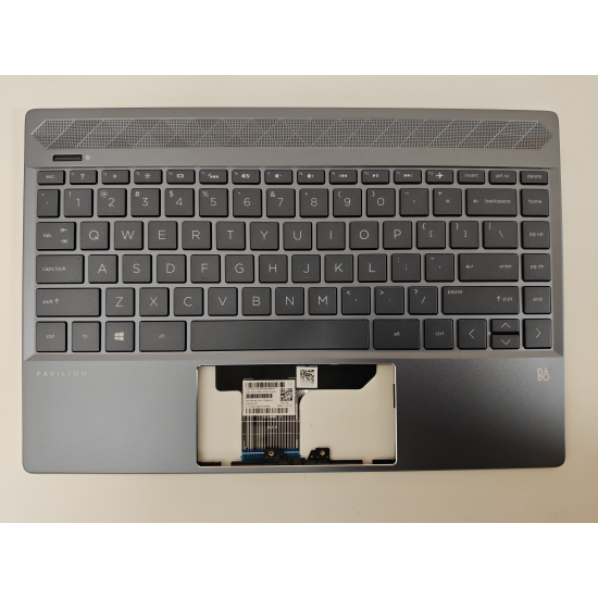 Carcasa superioara cu tastatura palmrest Laptop, HP, Pavilion 13-AN, TPN-Q214, L54619-001, L54619-B31, L54619-N271, 54G7DTATPD, iluminata, albastra, layout US