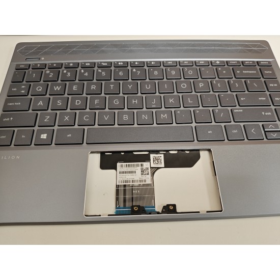 Carcasa superioara cu tastatura palmrest Laptop, HP, Pavilion 13-AN, TPN-Q214, L54619-001, L54619-B31, L54619-N271, 54G7DTATPD, iluminata, albastra, layout US