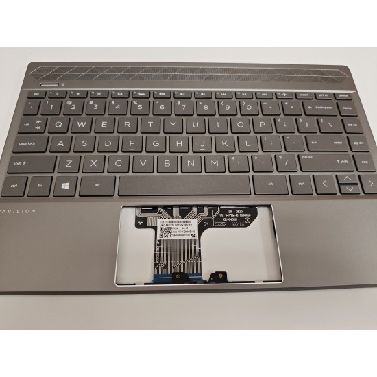 Carcasa superioara cu tastatura palmrest Laptop, HP, Pavilion 13-AN, TPN-Q214, L37532-001, L37532-B31, L37532-N271, 54G7DTATP40TEEP, iluminata, gri, layout US