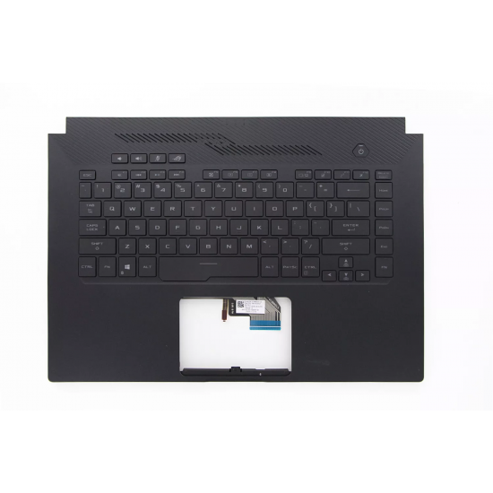 Carcasa cu tastatura palmrest Laptop Gaming, Asus, ROG Zephyrus M GU502G, GU502GV, GU502GU, GU502GW, 90NR0213-R31UI0, 90NR0213-R31US0, 13NR0213AP0201, 13N1-8LA0701, iluminata, 4 pini, layout US