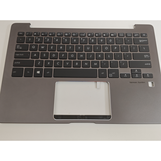 Carcasa superioara cu tastatura palmrest Laptop, Asus, ZenBook 13 UX331U, UX331UA, UX331UAL, UX331UN, 90NB0GZ2-R31US0, 13N1-3JA0911, UX331UA-1B, iluminata, gri, layout US