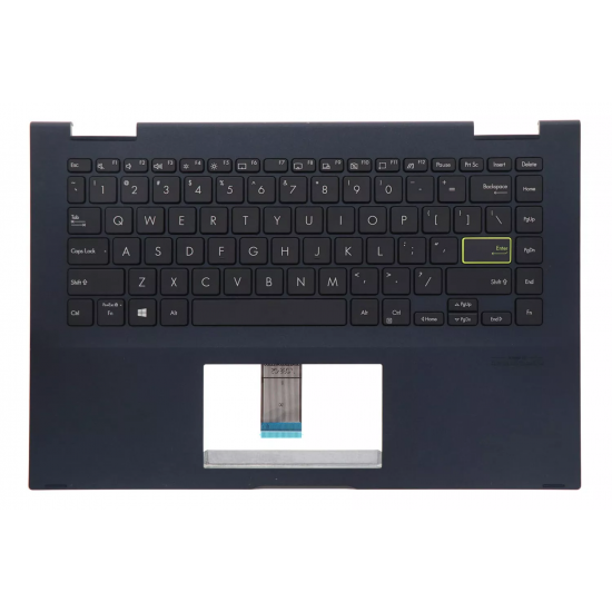 Carcasa superioara cu tastatura palmrest Laptop, Asus, VivoBook Flip 14 TM420I, TM420IA, 90NB0RN1-R30031, 90NB0RN1-R31US0, 90NB0RN1-R31US2, HQ207D0147000, TP420IA-2K, iluminata, neagra, layout US