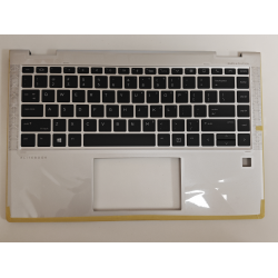 Carcasa superioara cu tastatura palmrest Laptop, HP, EliteBook X360 1040 G5, L41041-001, 6070B1611001, iluminata, argintie, layout US