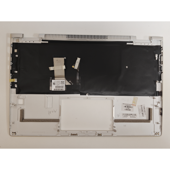 Carcasa superioara cu tastatura palmrest Laptop, HP, EliteBook X360 1040 G5, L41041-001, 6070B1611001, iluminata, argintie, layout US