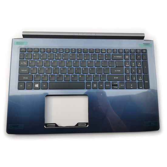 Carcasa superioara cu tastatura palmrest Laptop, Acer, Aspire 5 A515-41G, 6B.GZ7N2.001, 6BGZ7N2001, AM20X000D50, iluminata, albastra, layout US