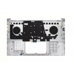 Carcasa superioara cu tastatura palmrest Laptop, Asus, VivoBook Pro 15 M3500Q, M3500QA, M3500QC, 90NB0UT1-R31UI0, 90NB0UT1-R31US0, 39XJETAJN10, 3SXJDKSJN00, M3500QC-2S, iluminata, argintie, layout US