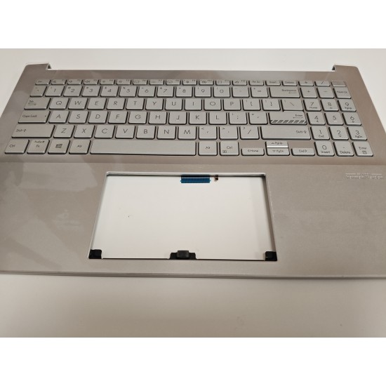 Carcasa superioara cu tastatura palmrest Laptop, Asus, VivoBook Pro 15 M3500Q, M3500QA, M3500QC, 90NB0UT1-R31UI0, 90NB0UT1-R31US0, 39XJETAJN10, 3SXJDKSJN00, M3500QC-2S, iluminata, argintie, layout US