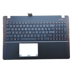 Carcasa superioara cu tastatura palmrest Laptop, Asus, P550V, P550VB, P550VC, P550VL, P550VQ, P550VX, 90NB0BBJ-R31US3, 13NB067JAP0101, 13N0-REA0F01, 13NB067JP01016, negru cu portocaliu, layout US