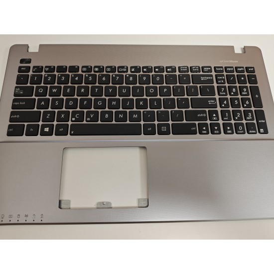 Carcasa superioara cu tastatura palmrest Laptop, Asus, FX550V, FX550VQ, FX550VX, 90NB00T1-R31US0, 13NB00T1AP1211, 13N0-PEA0Q11, 13NB00T1P25018, argintie, layout US