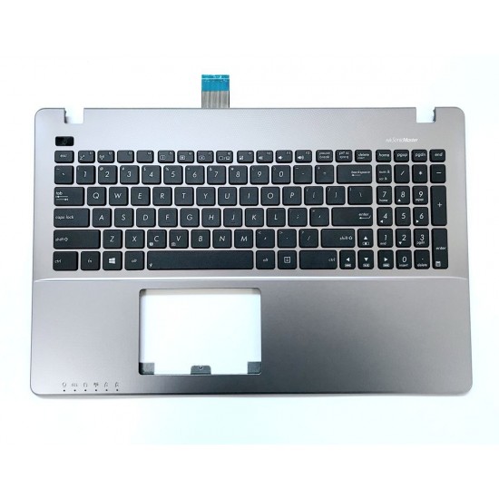 Carcasa superioara cu tastatura palmrest Laptop, Asus, FX550V, FX550VQ, FX550VX, 90NB00T1-R31US0, 13NB00T1AP1211, 13N0-PEA0Q11, 13NB00T1P25018, argintie, layout US