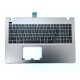 Carcasa superioara cu tastatura palmrest Laptop, Asus, FX550V, FX550VQ, FX550VX, 90NB00T1-R31US0, 13NB00T1AP1211, 13N0-PEA0Q11, 13NB00T1P25018, argintie, layout US