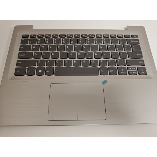 Carcasa superioara cu tastatura palmrest Laptop, Lenovo, IdeaPad 520S-14IKB Type 80X2, 81BL, 5CB0N78559, AP1YS000302, ET1YN000100, AM1YS000200, iluminata, Mineral Grey, layout US