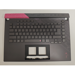 Carcasa superioara cu tastatura palmrest Laptop Gaming, Asus, ROG Strix G15 G513Q, G513QR, G513QM, 90NR0573-R31UI0, 90NR0573-R31US0, 6070B1886023, 13NR0573P02011-3, G513QM-1H, iluminata, RGB tasta per tasta, gri inchis, layout US