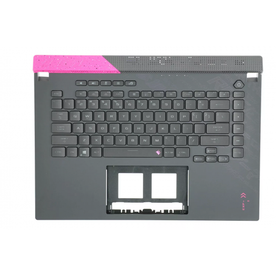Carcasa superioara cu tastatura palmrest Laptop Gaming, Asus, ROG Strix G15 G513Q, G513QR, G513QM, 90NR0573-R31UI0, 90NR0573-R31US0, 6070B1886023, 13NR0573P02011-3, G513QM-1H, iluminata, RGB tasta per tasta, gri inchis, layout US