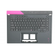 Carcasa superioara cu tastatura palmrest Laptop Gaming, Asus, ROG Strix G15 G513Q, G513QR, G513QM, 90NR0573-R31UI0, 90NR0573-R31US0, 6070B1886023, 13NR0573P02011-3, G513QM-1H, iluminata, RGB tasta per tasta, gri inchis, layout US