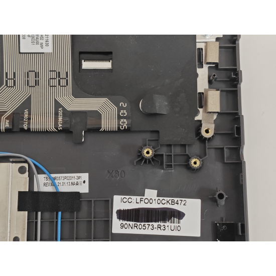 Carcasa superioara cu tastatura palmrest Laptop Gaming, Asus, ROG Strix G15 G513Q, G513QR, G513QM, 90NR0573-R31UI0, 90NR0573-R31US0, 6070B1886023, 13NR0573P02011-3, G513QM-1H, iluminata, RGB tasta per tasta, gri inchis, layout US