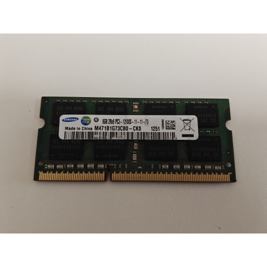 Memorie RAM Laptop, Samsung, 8GB, 2Rx8, DDR3, PC3-12800S, 1600MHz, 1.5V, M471B1G73CB0-CK0, CL11, Non-ECC, SODIMM, 204 pini