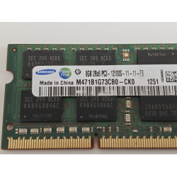 Memorie RAM Laptop, Samsung, 8GB, 2Rx8, DDR3, PC3-12800S, 1600MHz, 1.5V, M471B1G73CB0-CK0, CL11, Non-ECC, SODIMM, 204 pini