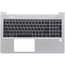 Carcasa superioara cu tastatura palmrest Laptop, HP, ProBook 450 G9, 455 G9, N01933-001, N01934-001, 4BX8QTATP30, iluminata, argintie, layout US
