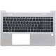 Carcasa superioara cu tastatura palmrest Laptop, HP, ProBook 450 G9, 455 G9, N01933-001, N01934-001, 4BX8QTATP30, iluminata, argintie, layout US