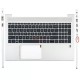 Carcasa superioara cu tastatura palmrest Laptop, HP, ProBook 450 G9, 455 G9, N01933-001, N01934-001, 4BX8QTATP30, iluminata, argintie, layout US