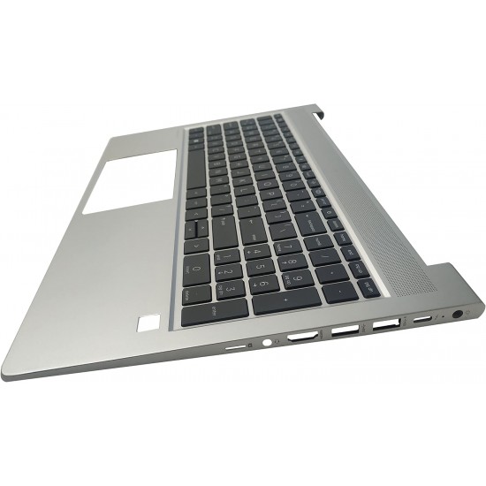 Carcasa superioara cu tastatura palmrest Laptop, HP, ProBook 650 G8, 655 G8, M22003-001, M22004-001, M22005-001, M49547-001, M49545-001, 4BX8QTATPH0, iluminata, argintie, layout US